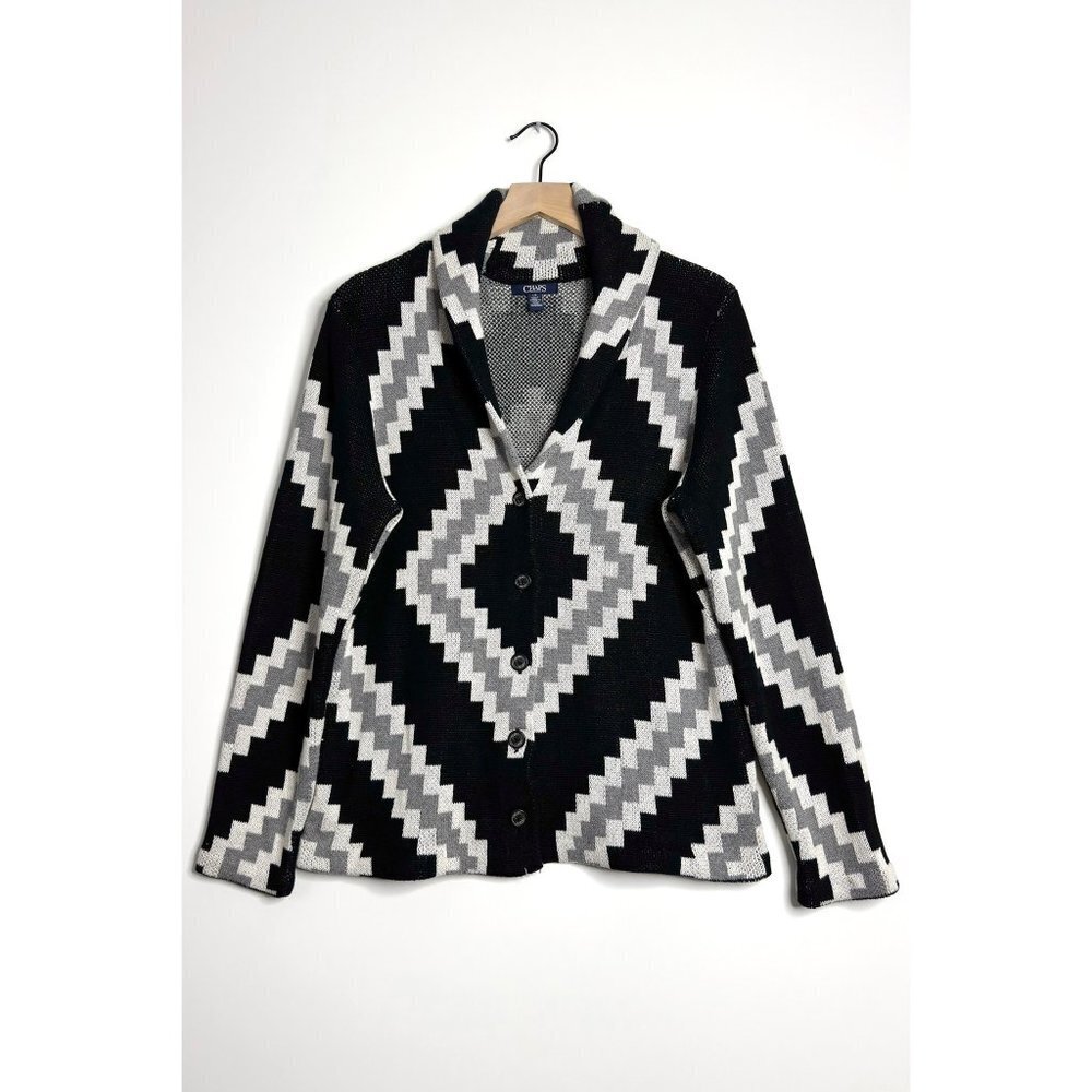 CHAPS Aztec Shawl Cardigan Sweater
